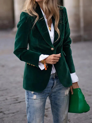 Blazer Femme Noir Taille M Velours Élégant-1