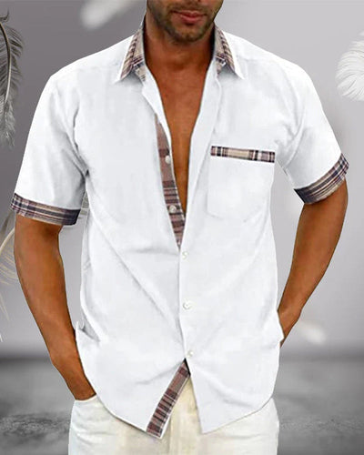 Variant image for Chemise Manche Courte Homme Bleu Taille M 100% Coton Élégante-3