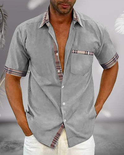Variant image for Chemise Manche Courte Homme Bleu Taille M 100% Coton Élégante-17