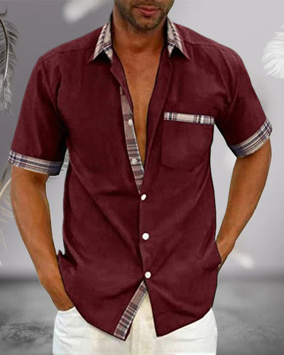 Variant image for Chemise Manche Courte Homme Bleu Taille M 100% Coton Élégante-49