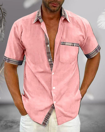 Variant image for Chemise Manche Courte Homme Bleu Taille M 100% Coton Élégante-41