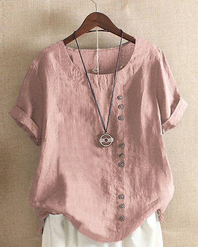 Variant image for Blouse Femme Chic Blanche Taille S Coton Manches Courtes-17