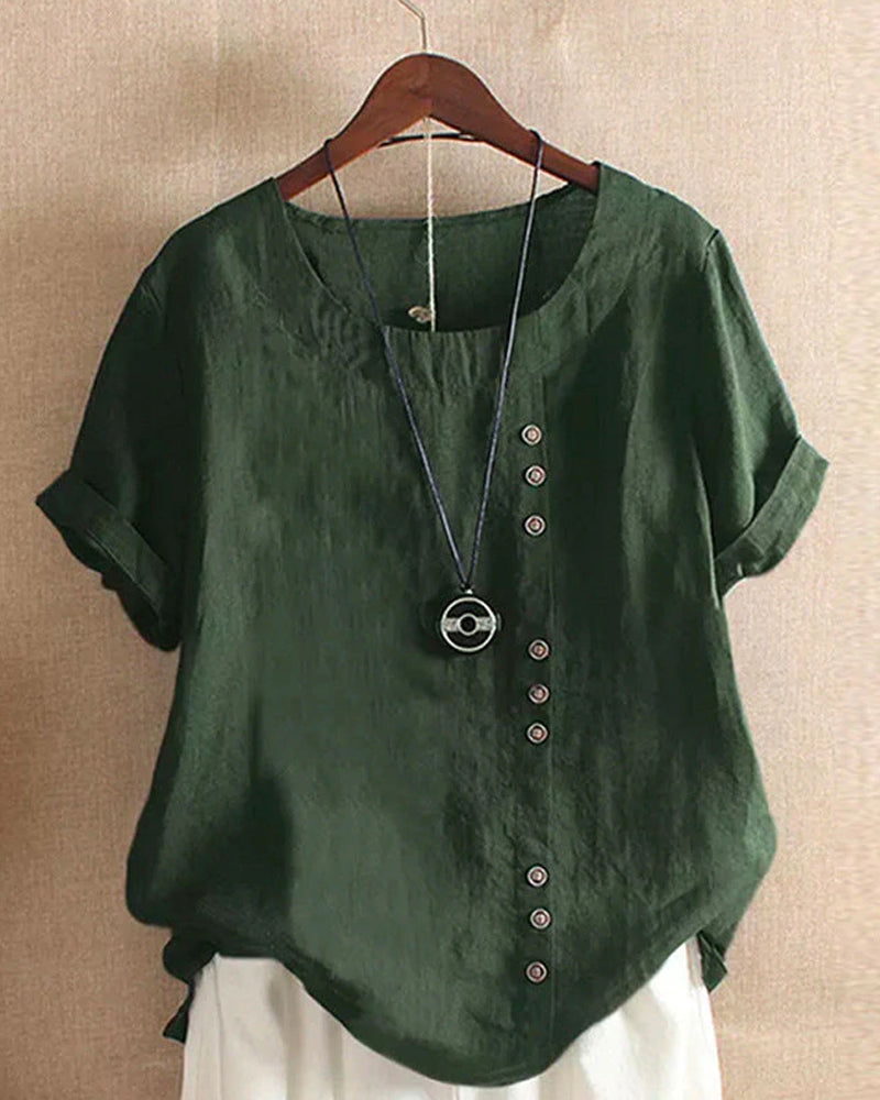 Variant image for Blouse Femme Chic Blanche Taille S Coton Manches Courtes-49