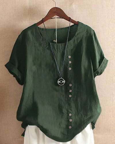 Variant image for Blouse Femme Chic Blanche Taille S Coton Manches Courtes-49