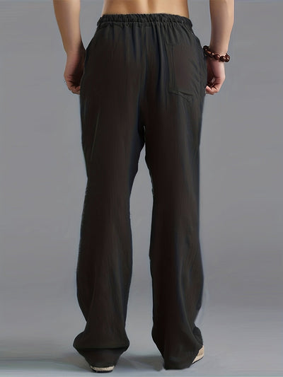 Pantalon en Lin Homme Beige Taille M Respirant-5