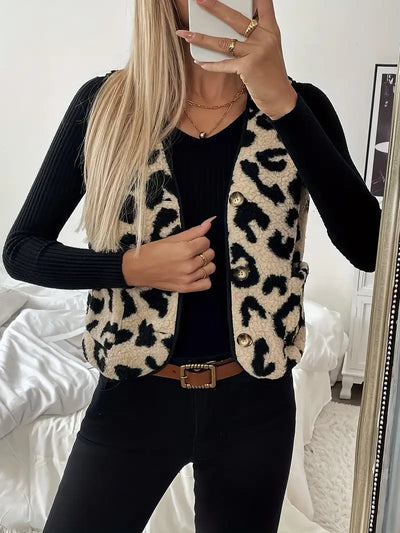 Gilet Sans Manche Femme Léopard Taille Unique Viscose-5