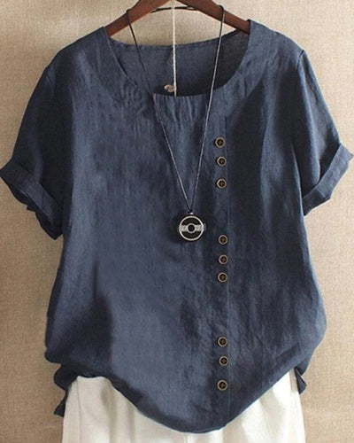 Blouse Femme Chic Blanche Taille S Coton Manches Courtes-6