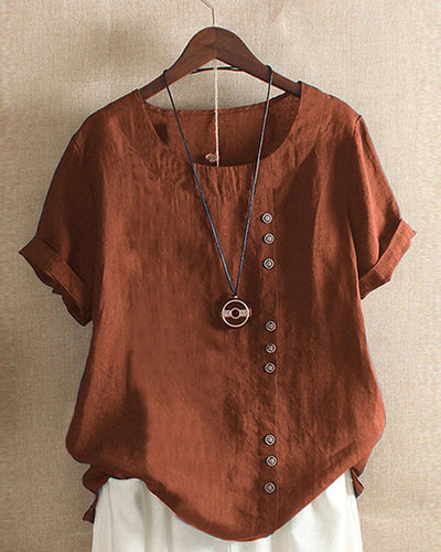 Blouse Femme Chic Blanche Taille S Coton Manches Courtes-5