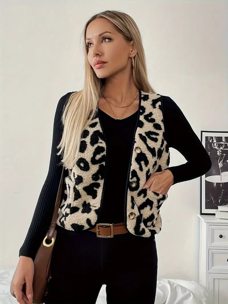 Gilet Sans Manche Femme Léopard Taille Unique Viscose-4
