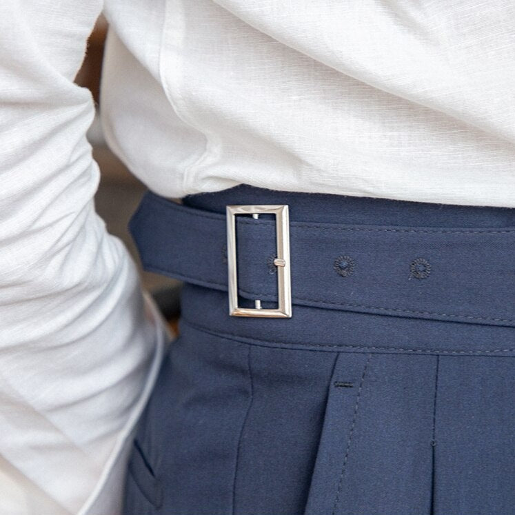 Pantalon Homme Taille Haute – Fermeture à Boucle Classique