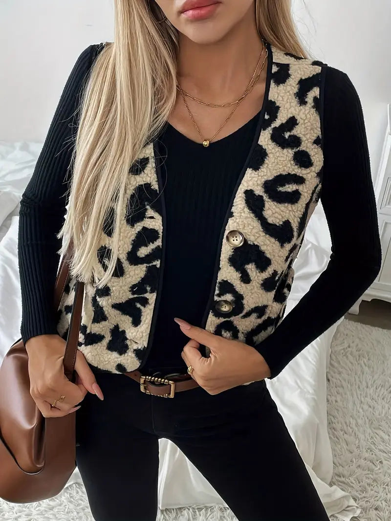 Gilet Sans Manche Femme Léopard Taille Unique Viscose-3