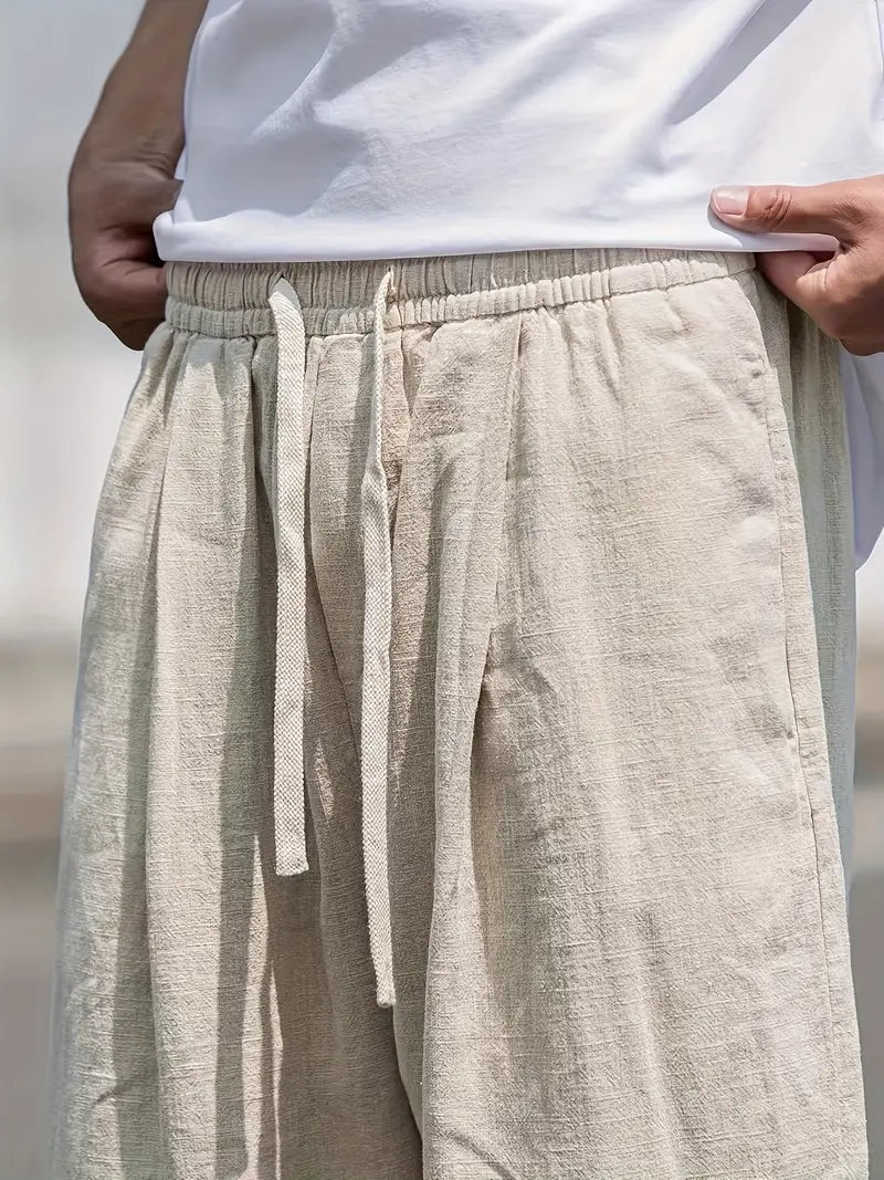 Pantalon en lin ample pour hommes-4