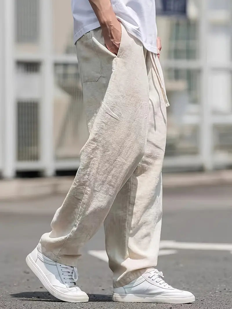 Pantalon en lin ample pour hommes-2
