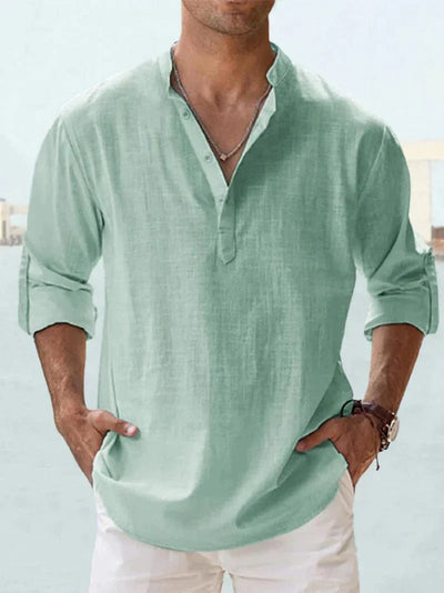 Chemise en lin bleu marine pour homme – Légère, respirante et idéale pour l'été