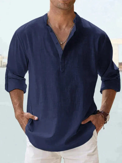 Chemise en lin bleu marine pour homme – Légère, respirante et idéale pour l'été