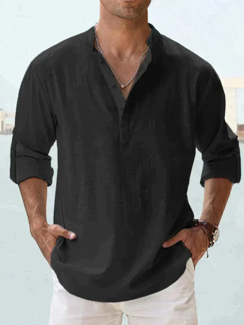 Chemise en lin bleu marine pour homme – Légère, respirante et idéale pour l'été