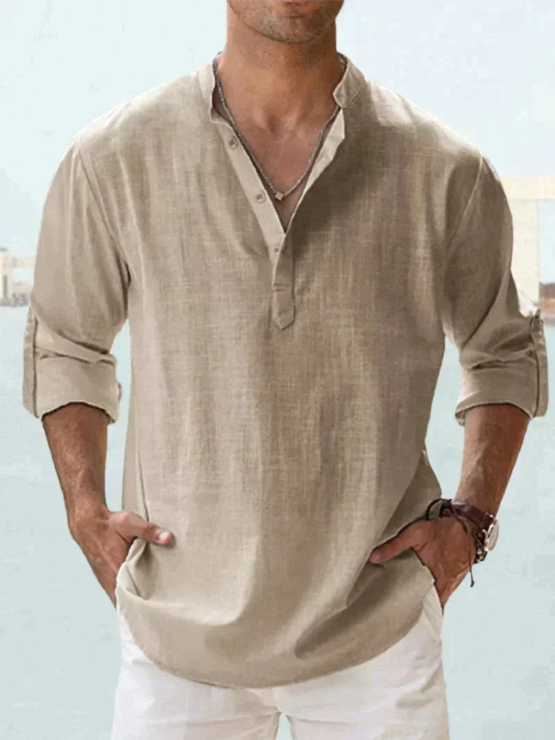 Chemise en lin bleu marine pour homme – Légère, respirante et idéale pour l'été