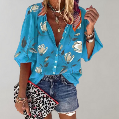 Noelle femme blouse d'été – imprimé floral élégant et frais