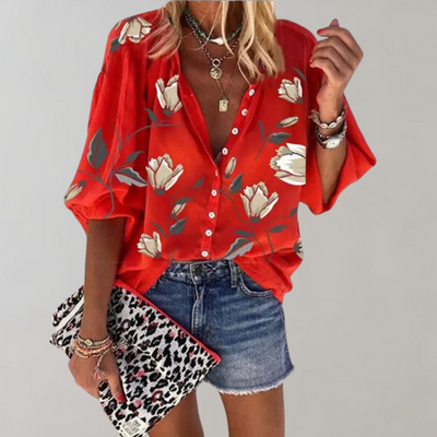 Noelle femme blouse d'été – imprimé floral élégant et frais
