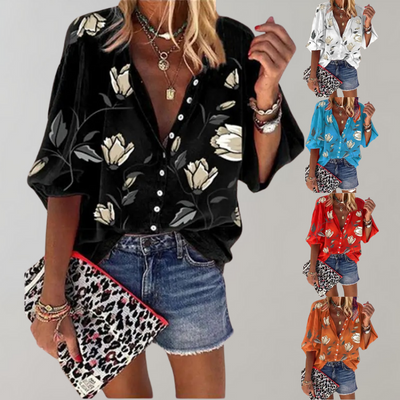 Noelle femme blouse d'été – imprimé floral élégant et frais