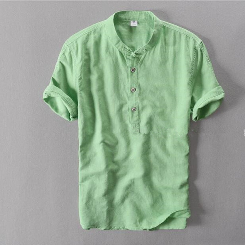 Chemise en Lin Coton Antonios à Manches Courtes