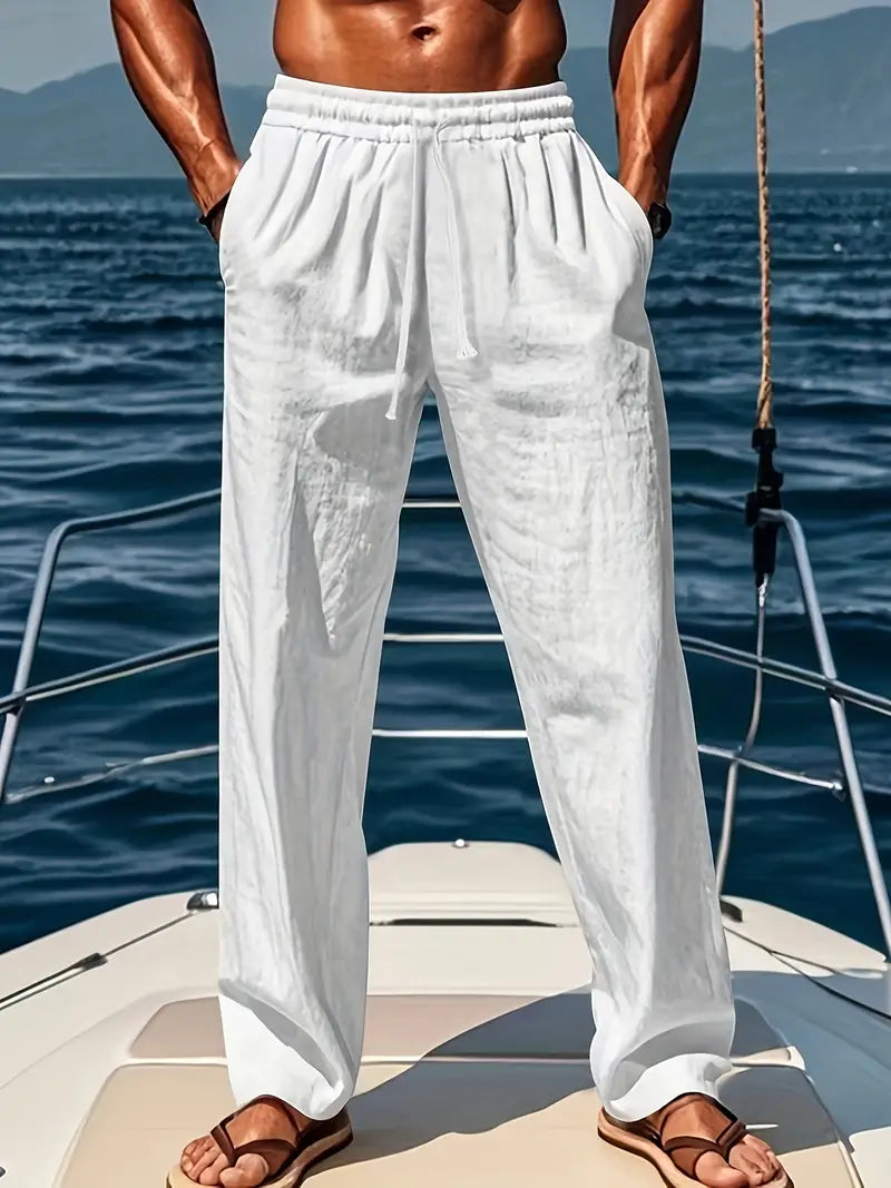 Modèle de pantalons en lin pour hommes avec coupe ample