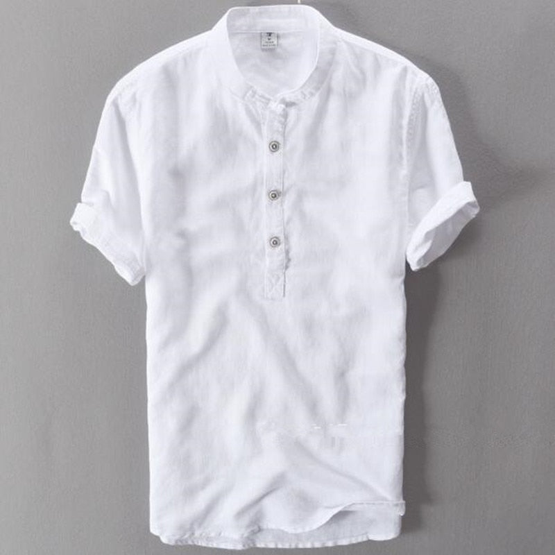 Chemise en Lin Coton Antonios à Manches Courtes