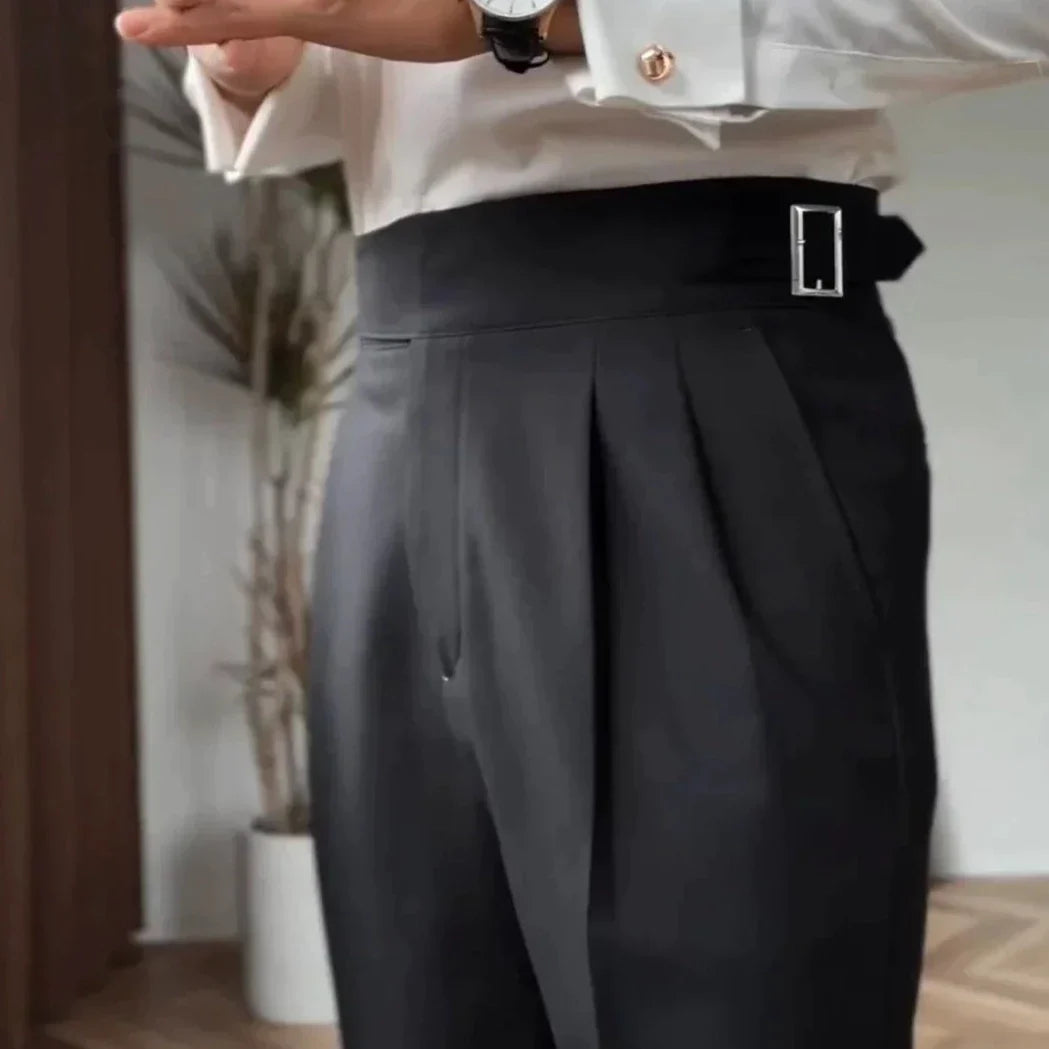 Pantalon Homme Taille Haute – Fermeture à Boucle Classique