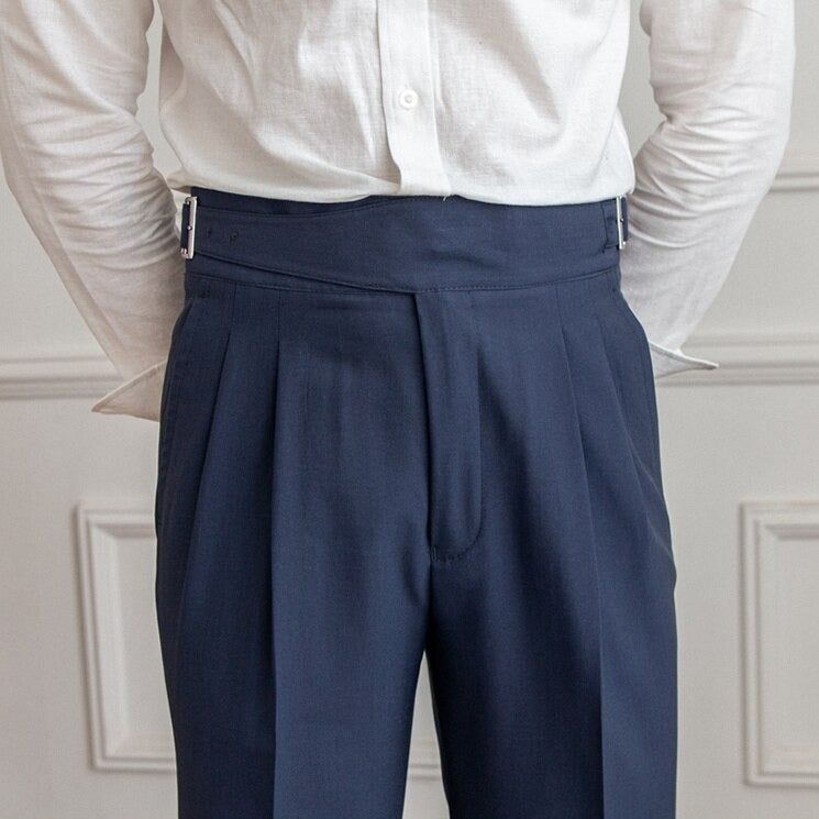 Pantalon Homme Taille Haute – Fermeture à Boucle Classique