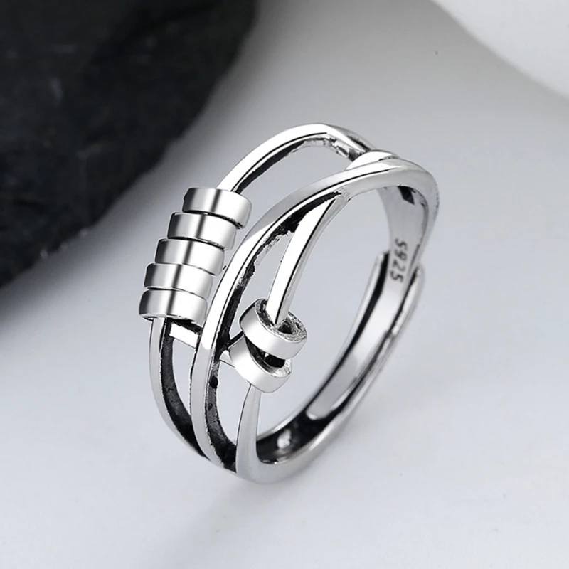 Bague Femme Argent Sterling Taille Réglable Anti-Stress-2