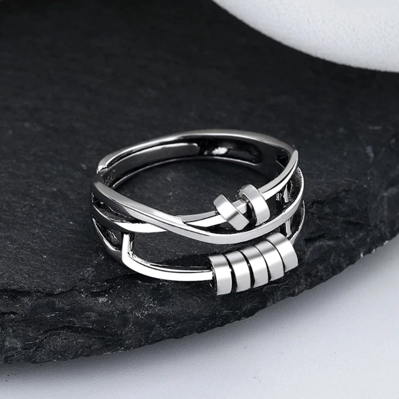 Bague Femme Argent Sterling Taille Réglable Anti-Stress-3