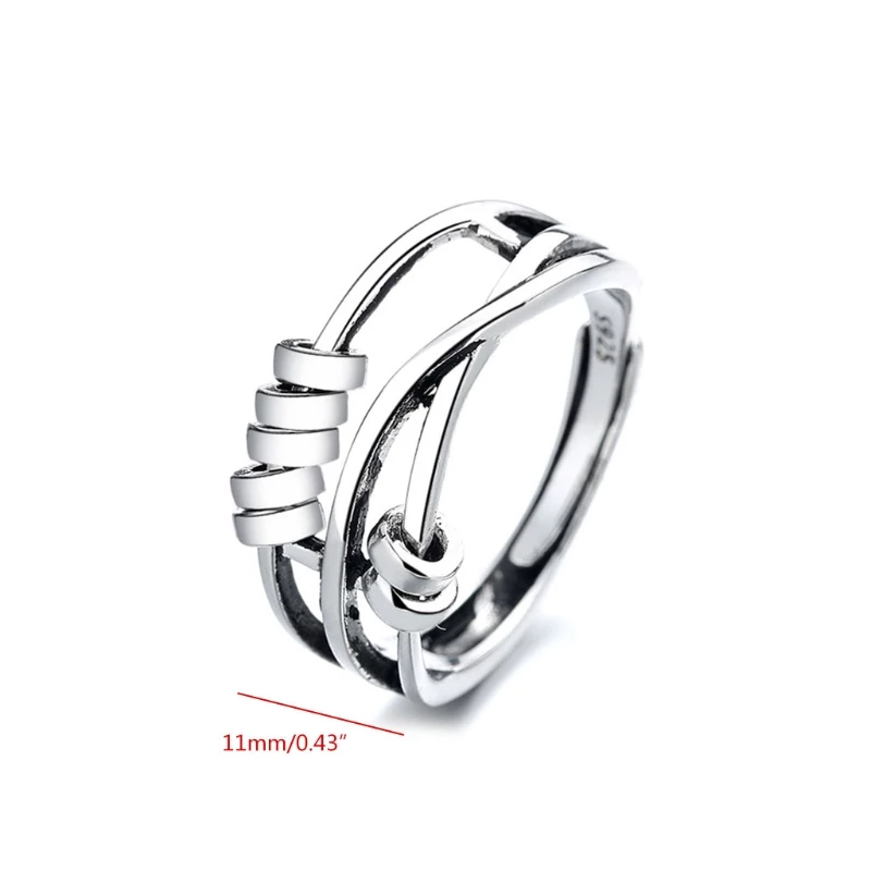 Bague Femme Argent Sterling Taille Réglable Anti-Stress-4