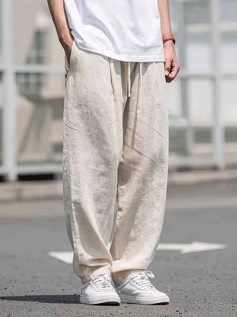 Pantalon en lin ample pour hommes-1
