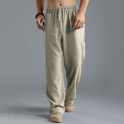 Variant image for Pantalon en Lin Homme Beige Taille M Respirant-17