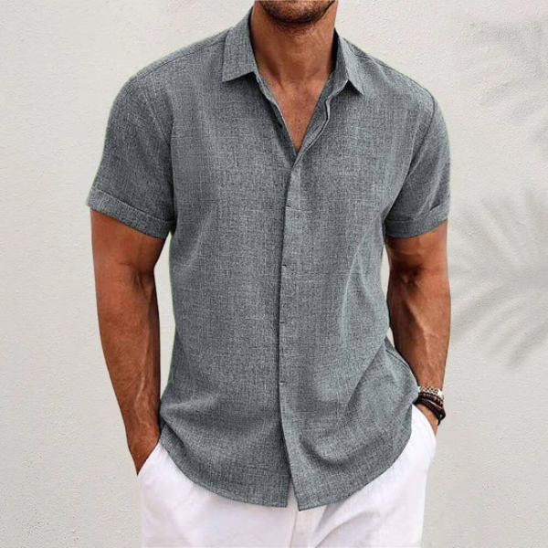Variant image for Chemise Homme Boutonnée Bleu Taille M Coton Manches Courtes-19