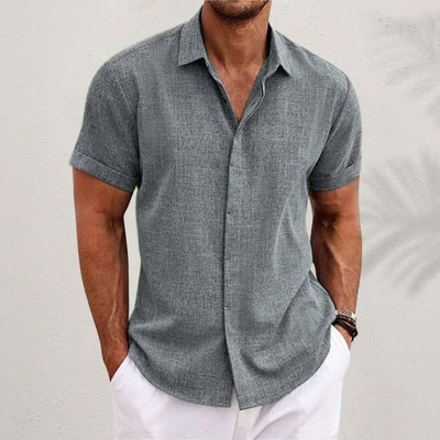 Variant image for Chemise Homme Boutonnée Bleu Taille M Coton Manches Courtes-19