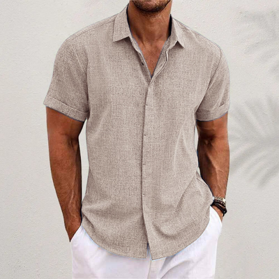 Variant image for Chemise Homme Boutonnée Bleu Taille M Coton Manches Courtes-25