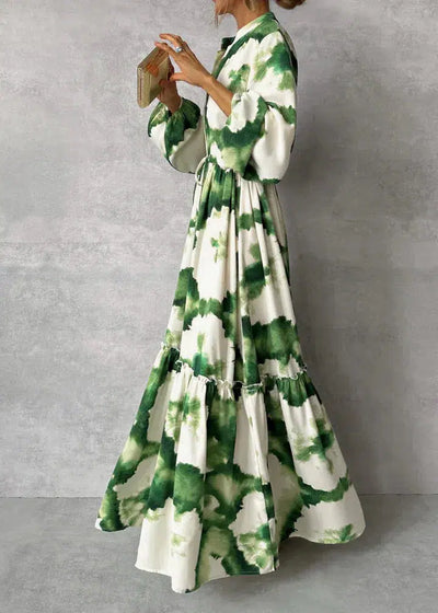 Robe Maxi Femme – Manches Longues et Col en V