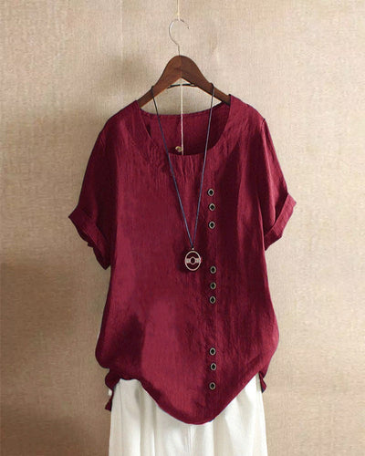 Variant image for Blouse Femme Chic Blanche Taille S Coton Manches Courtes-57