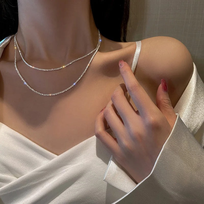 Ensemble en argent de collier léger étoilé-2
