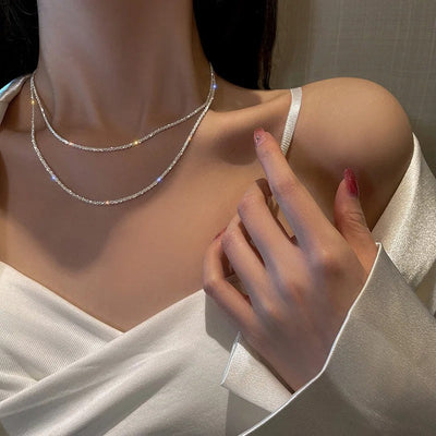 Ensemble en argent de collier léger étoilé-2