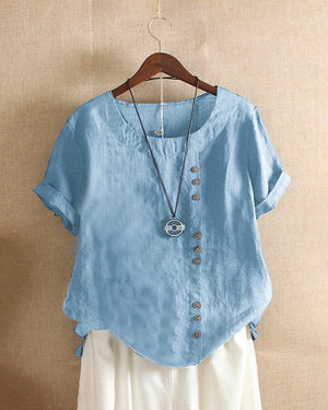 Blouse Femme Chic Blanche Taille S Coton Manches Courtes-1