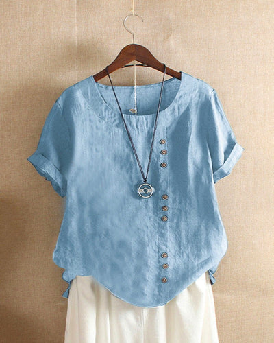 Blouse Femme Chic Blanche Taille S Coton Manches Courtes-1