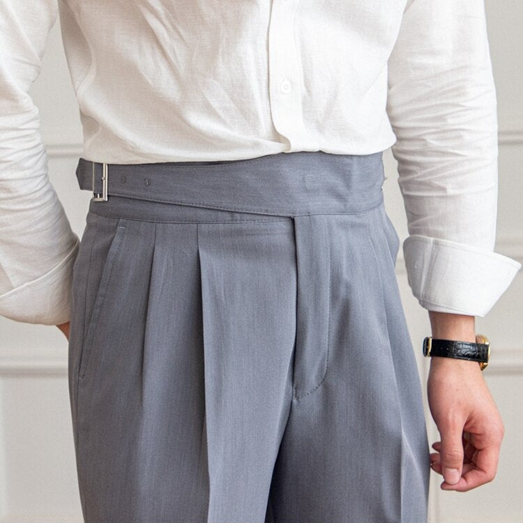 Pantalon Homme Taille Haute – Fermeture à Boucle Classique