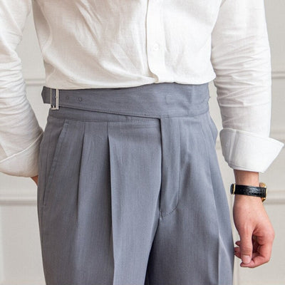 Pantalon Homme Taille Haute – Fermeture à Boucle Classique