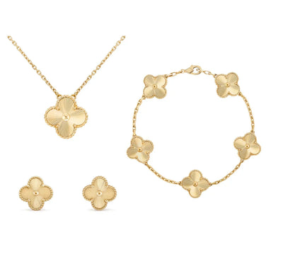 Ensemble de Bijoux Femme Trèfle Argent Taille Unique Acier Inoxydable-5