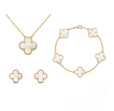 Ensemble de Bijoux Femme Trèfle Argent Taille Unique Acier Inoxydable-1