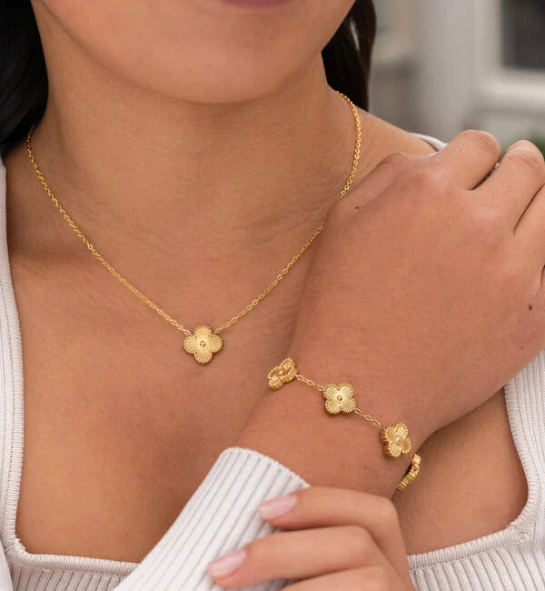 Ensemble de Bijoux Femme Trèfle Argent Taille Unique Acier Inoxydable-2