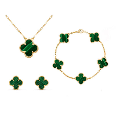 Ensemble de Bijoux Femme Trèfle Argent Taille Unique Acier Inoxydable-6