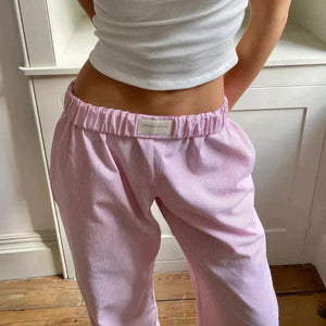 Pantalon Fluide Femme Beige Taille M Lin-1
